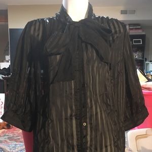Black striped blouse with bow